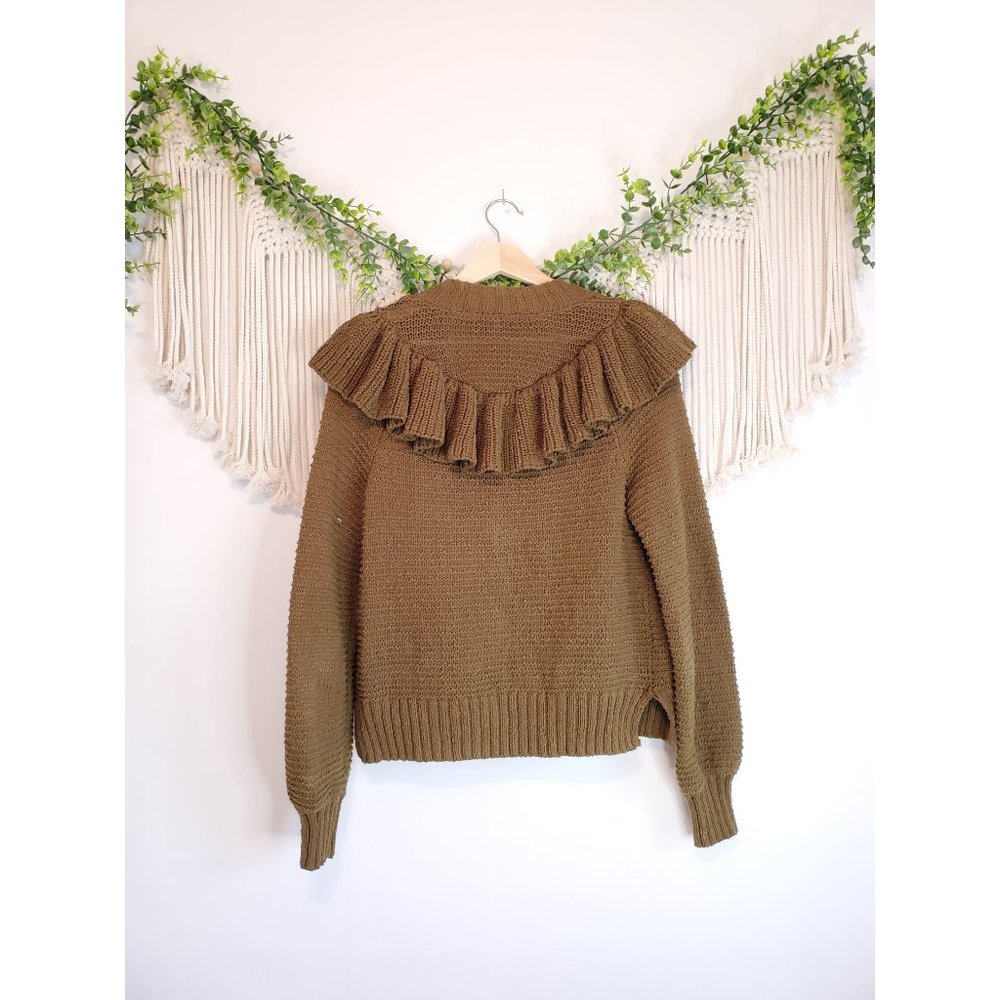 Madewell Green Ruffle Cardigan Sweater XXS - Picture 6 of 9